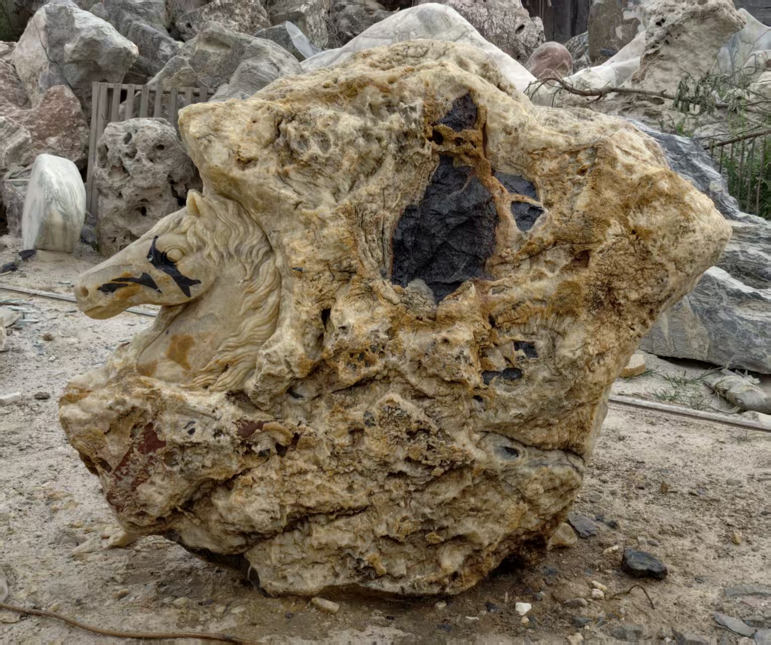 Weathered stone with natural cavities
