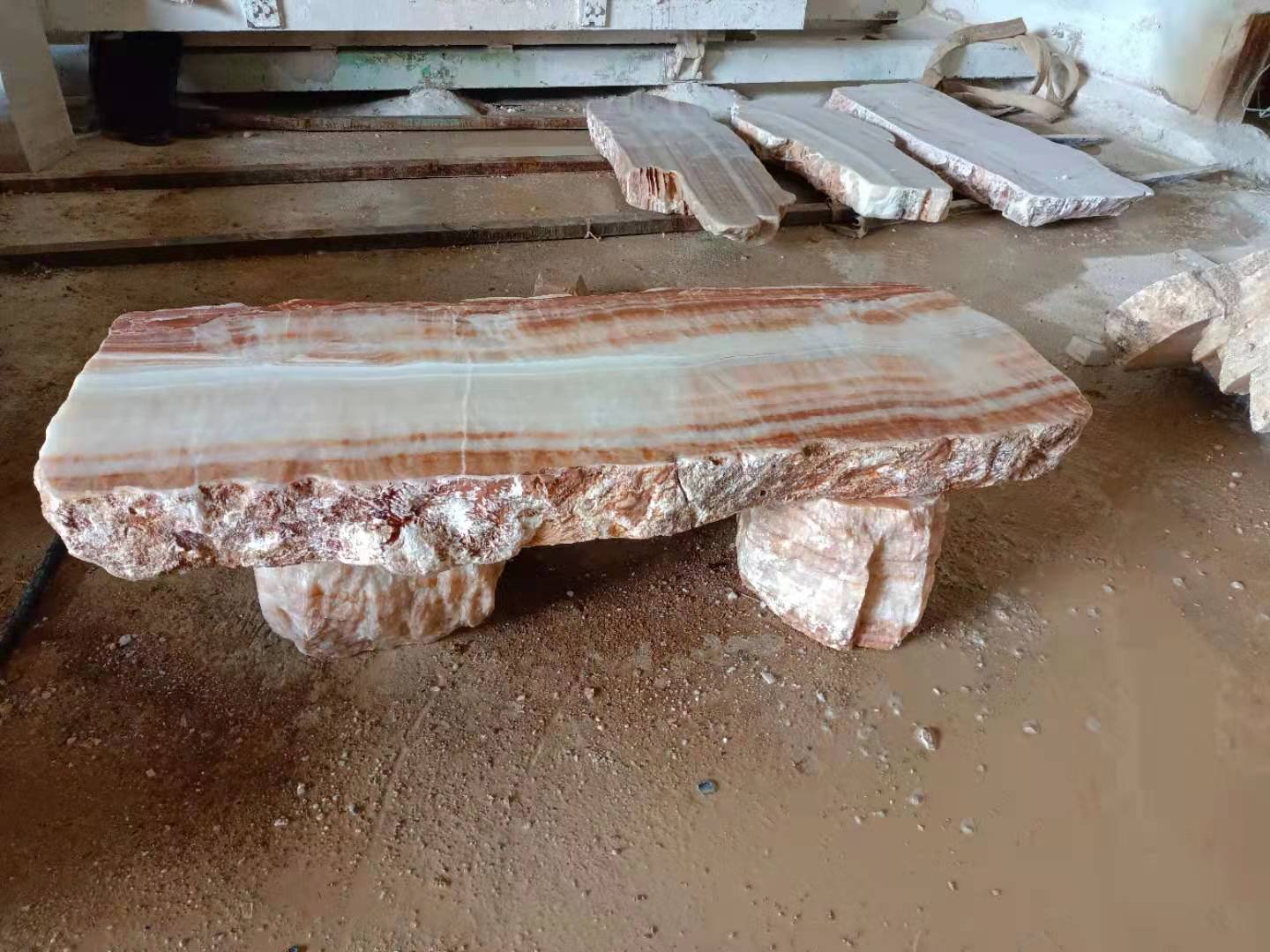 Warm-toned bench with natural edges