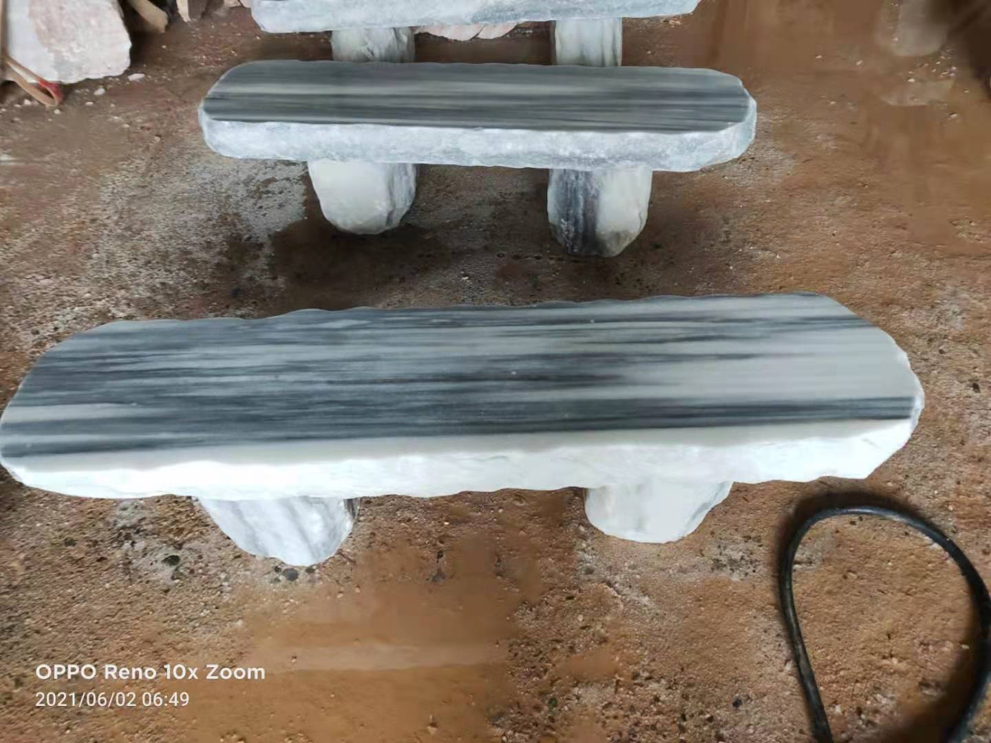 Light stone benches — arrangement view